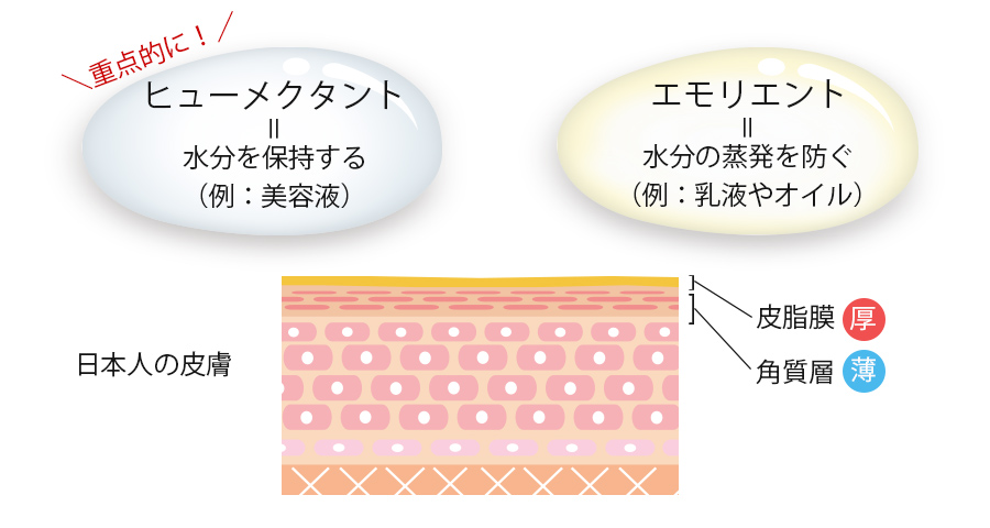 不足しているのはヒューメクタント＝水分を抱え込む力