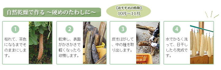 自然乾燥で硬めのたわしに