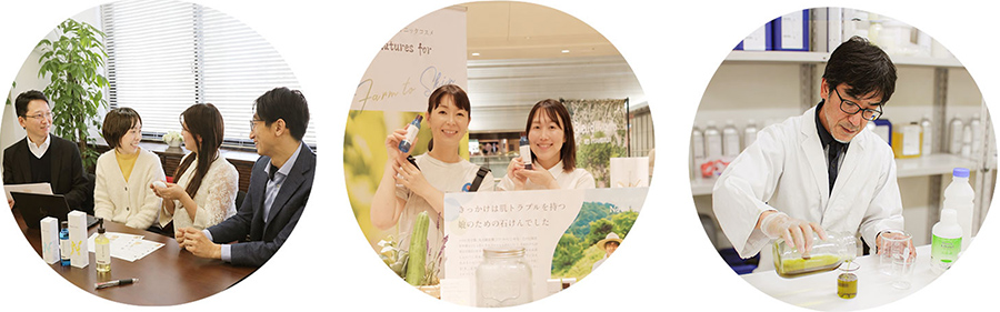 ネオナチュラルのスタッフによる話し合い、イベントでの交流、製品開発の様子